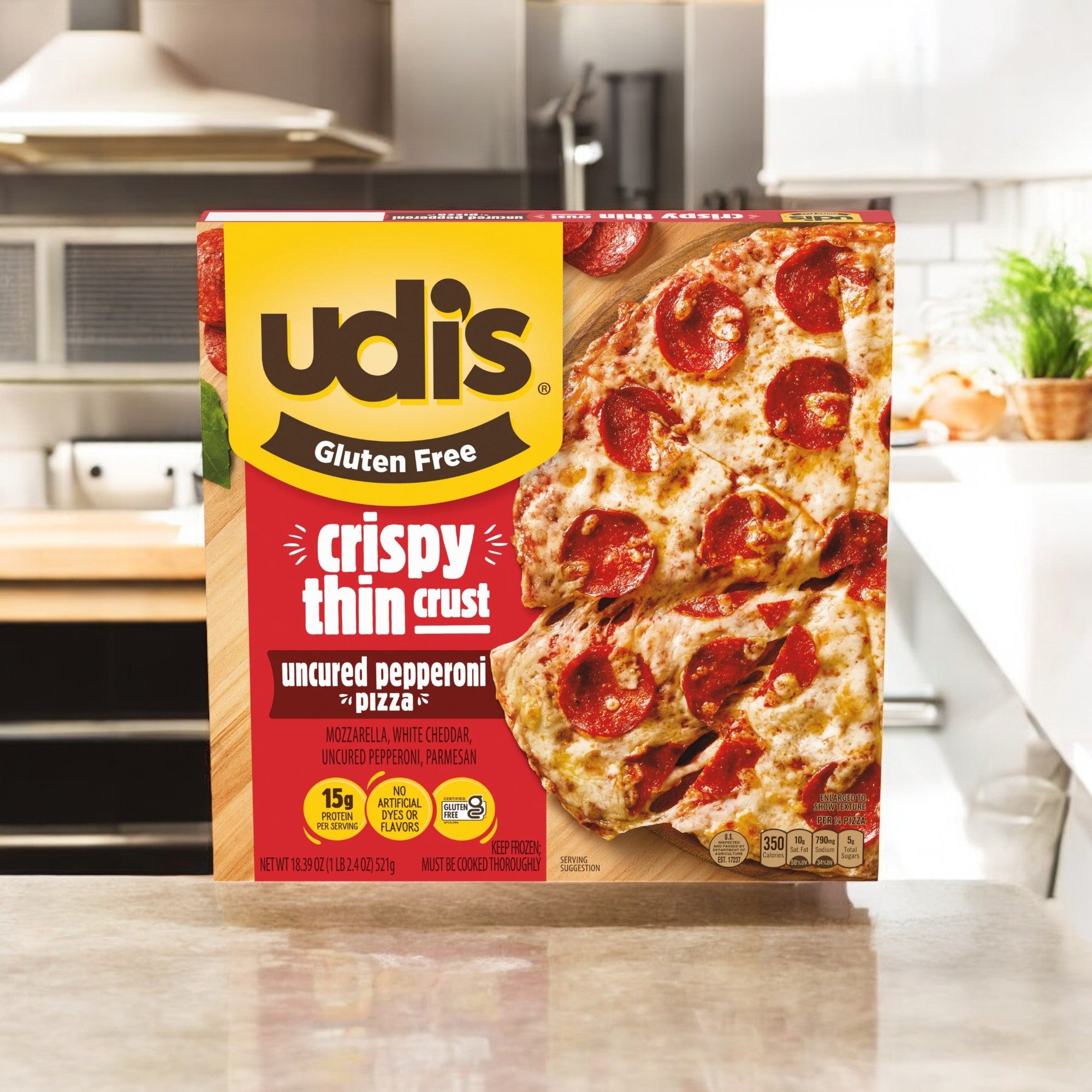 Udi's Gluten Free Frozen Pepperoni Pizza Crispy Thin Crust-1 Count