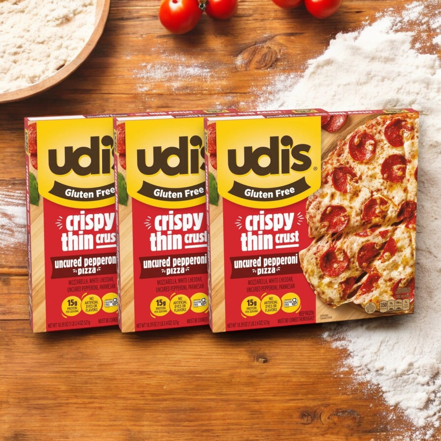 Udi's Gluten Free Pepperoni Pizza with Crispy Thin Crust, 18.39 oz. - 3 Count