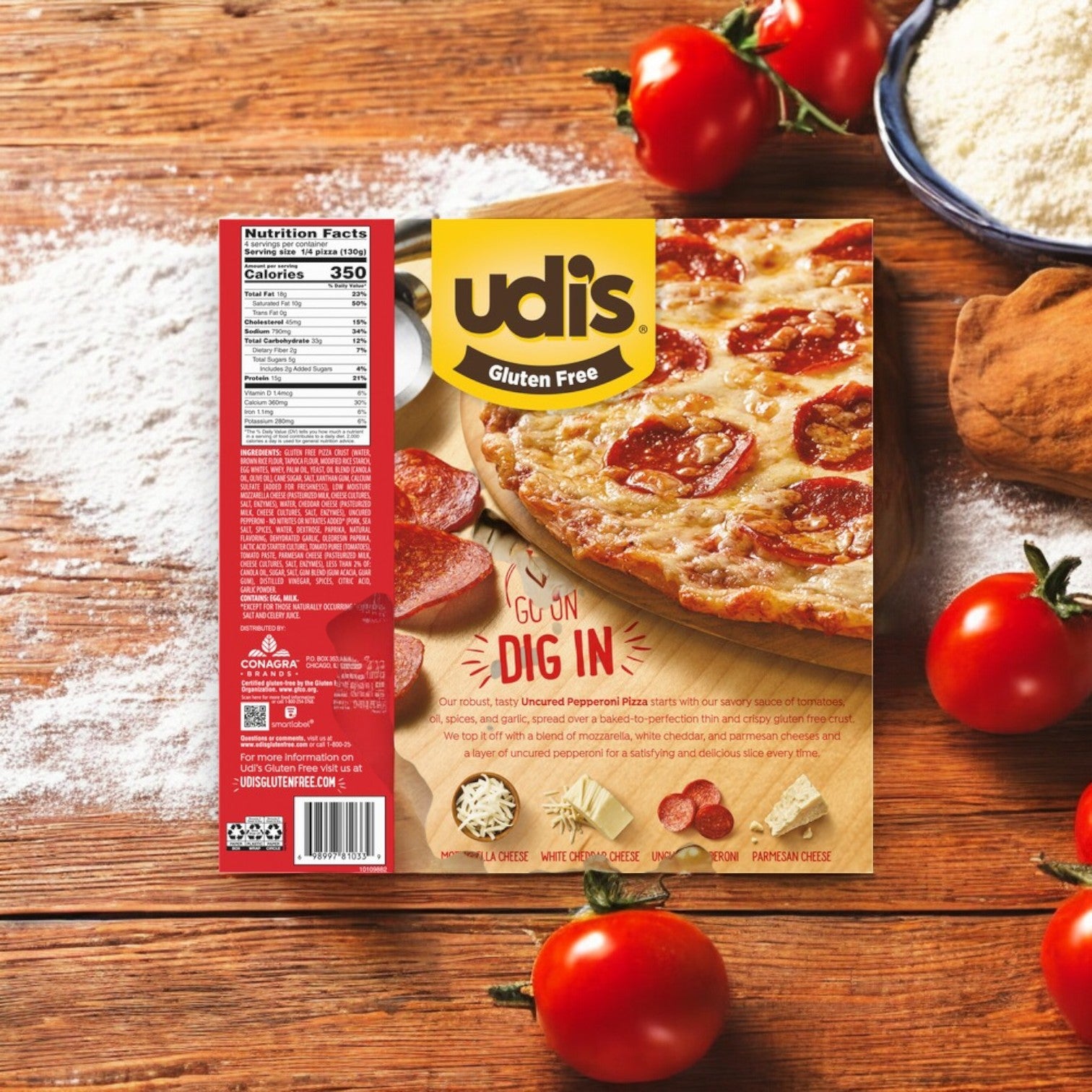 Udi's Gluten Free Pepperoni Pizza with Crispy Thin Crust, 18.39 oz