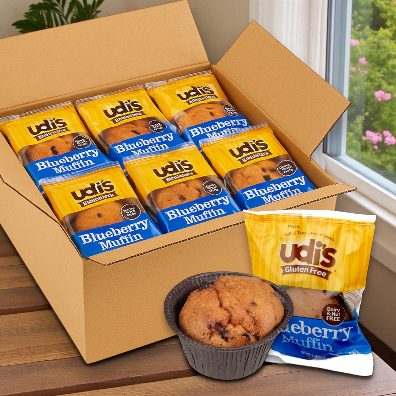 Udi's Blueberry Gluten-Free Muffins, Individually Wrapped, 3 oz – 1 Case (36 Count)