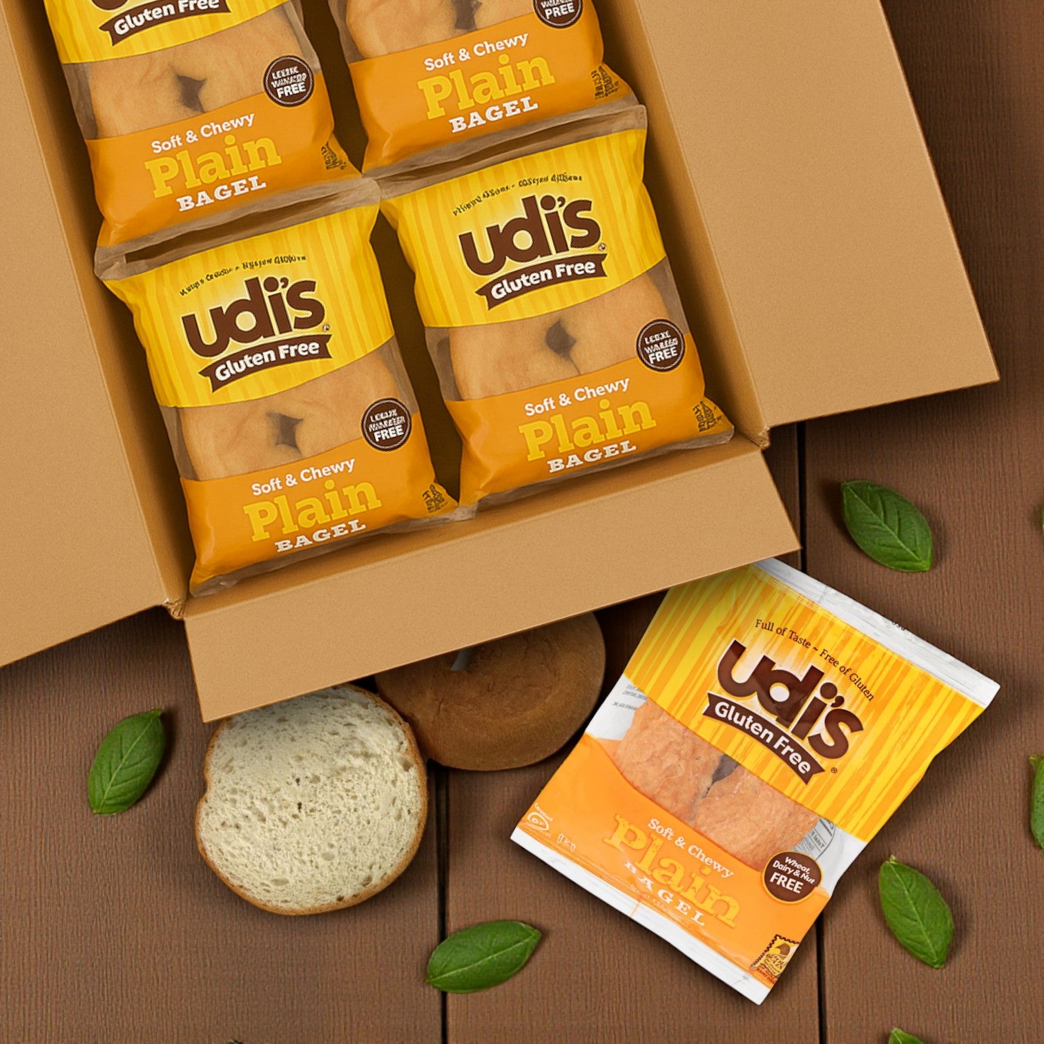 Udi’s Gluten Free Plain Bagels, Individually Wrapped – 24/3.5 oz