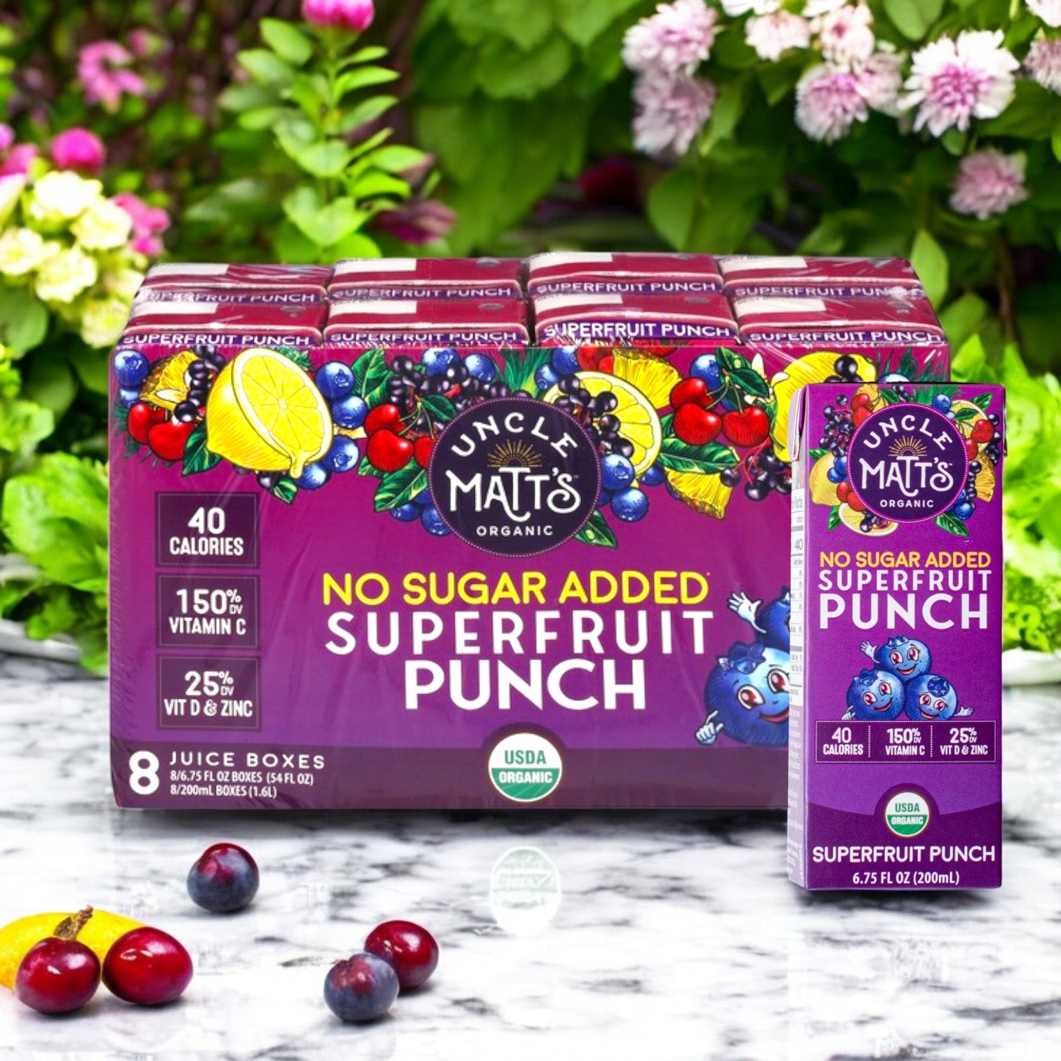 Uncle Matt's Organic Superfruit Punch, No Sugar Added, 6.75 fl oz (8 Pack)