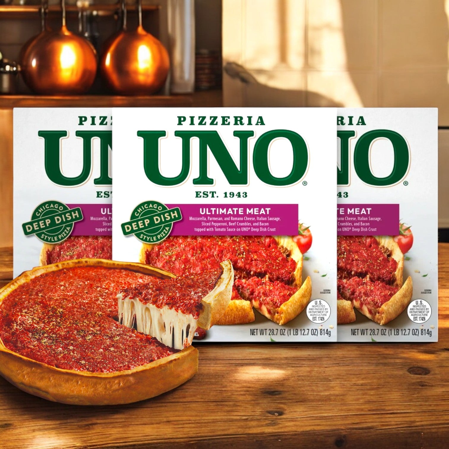 Uno Chicago Style Deep Dish Ultimate Meat Pizza, 28.7 oz. - 3 Count