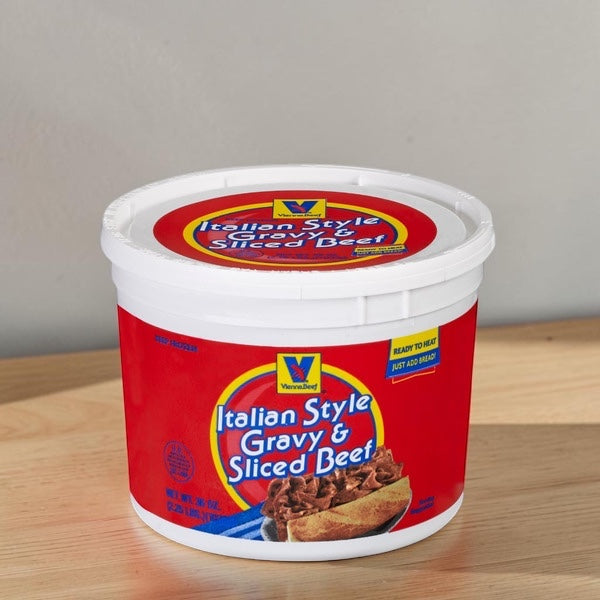 Vienna Beef Italian Style Gravy & Sliced Beef – Fully Cooked Sandwich Filling (Bulk Tub)