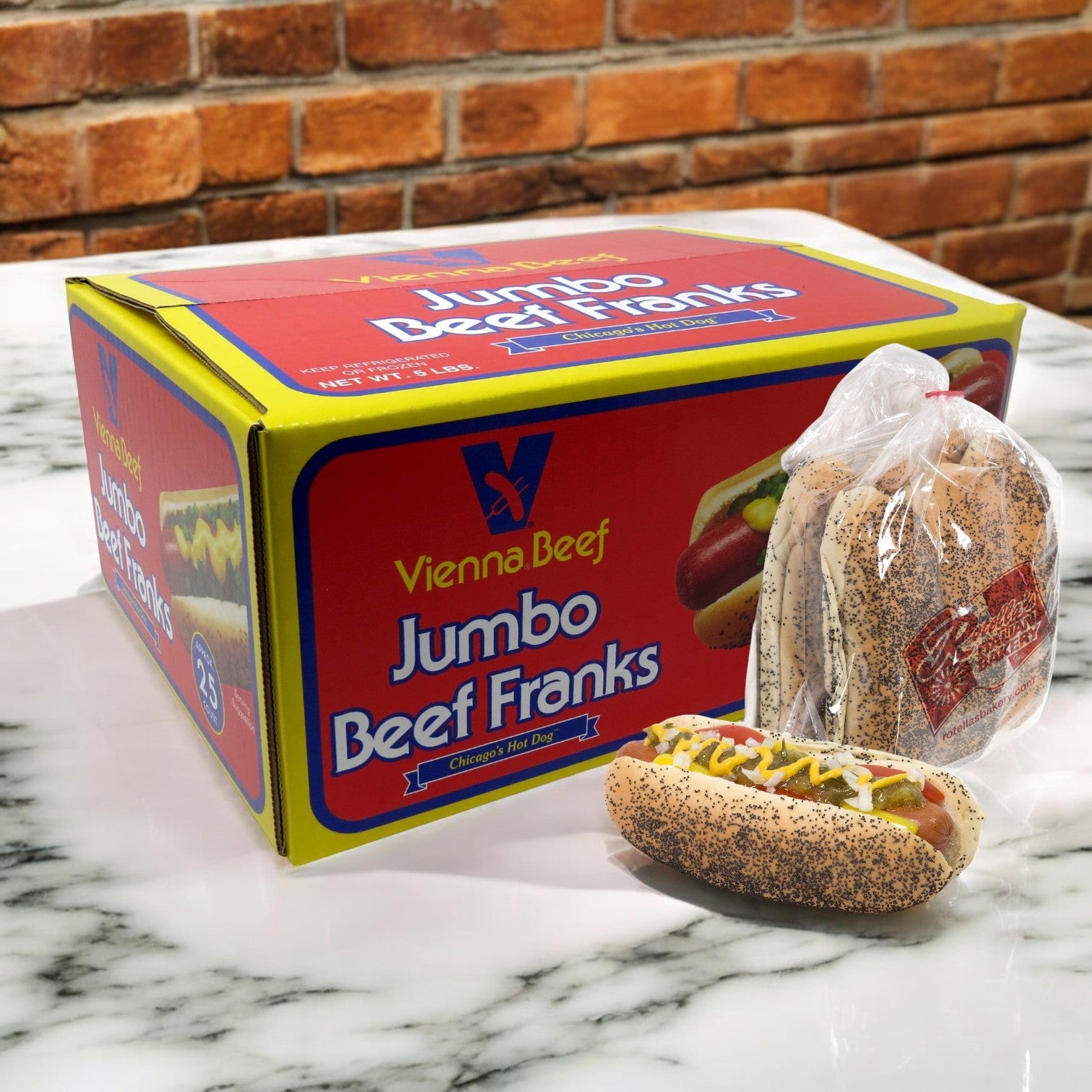 Vienna Beef Franks and Sesame Buns - 40 Total Hot Dogs and Buns!