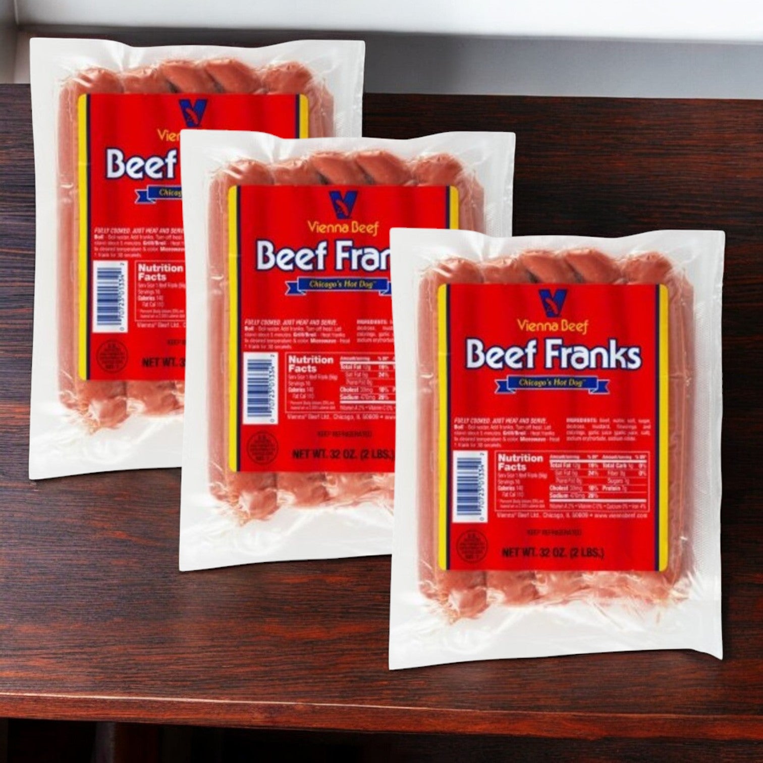 Vienna Beef Fully Cooked Franks 2 lbs. - 3 Pack