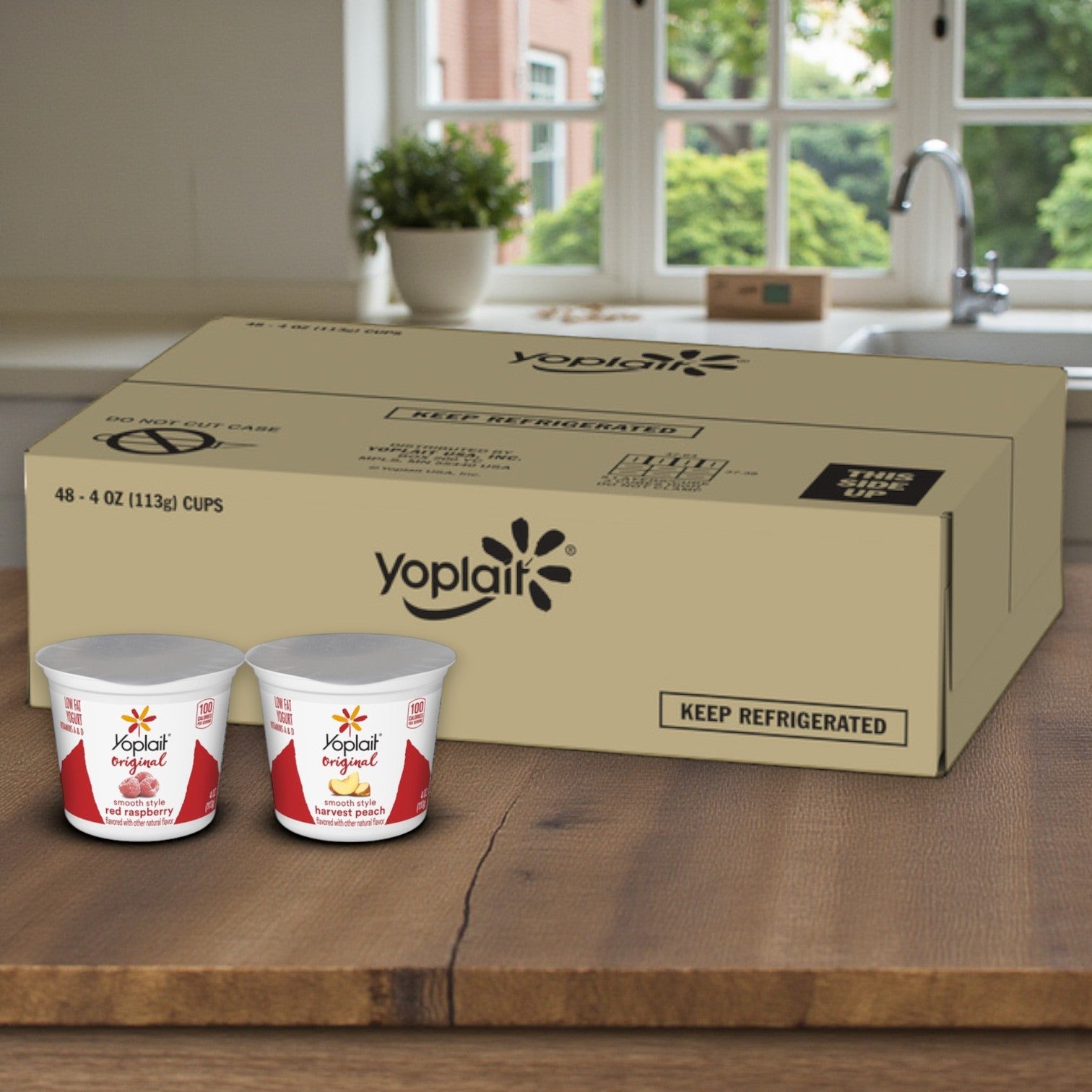 Yoplait Original Yogurt Variety Pack — Raspberry & Peach (48 × 4 oz)