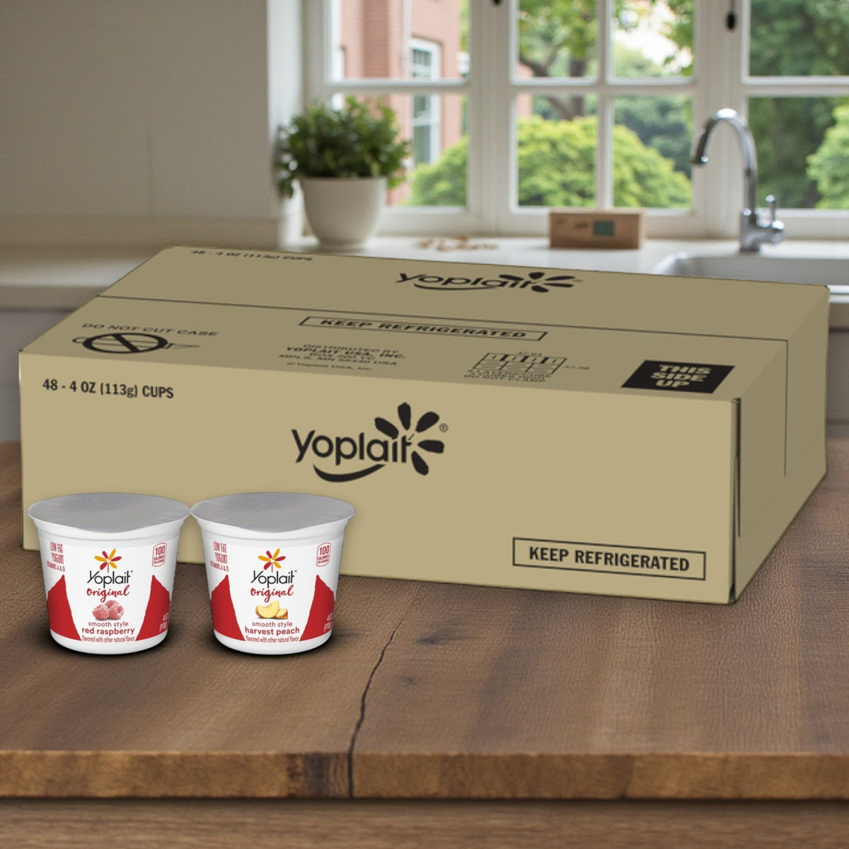 Yoplait Original Yogurt Variety Pack — Raspberry & Peach (48 × 4 oz)