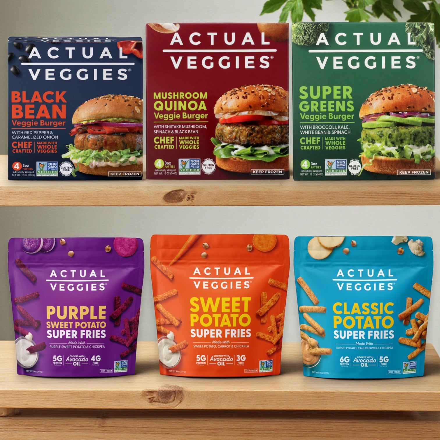 Actual Veggies Veggie Burger & Super Fries Variety Combo