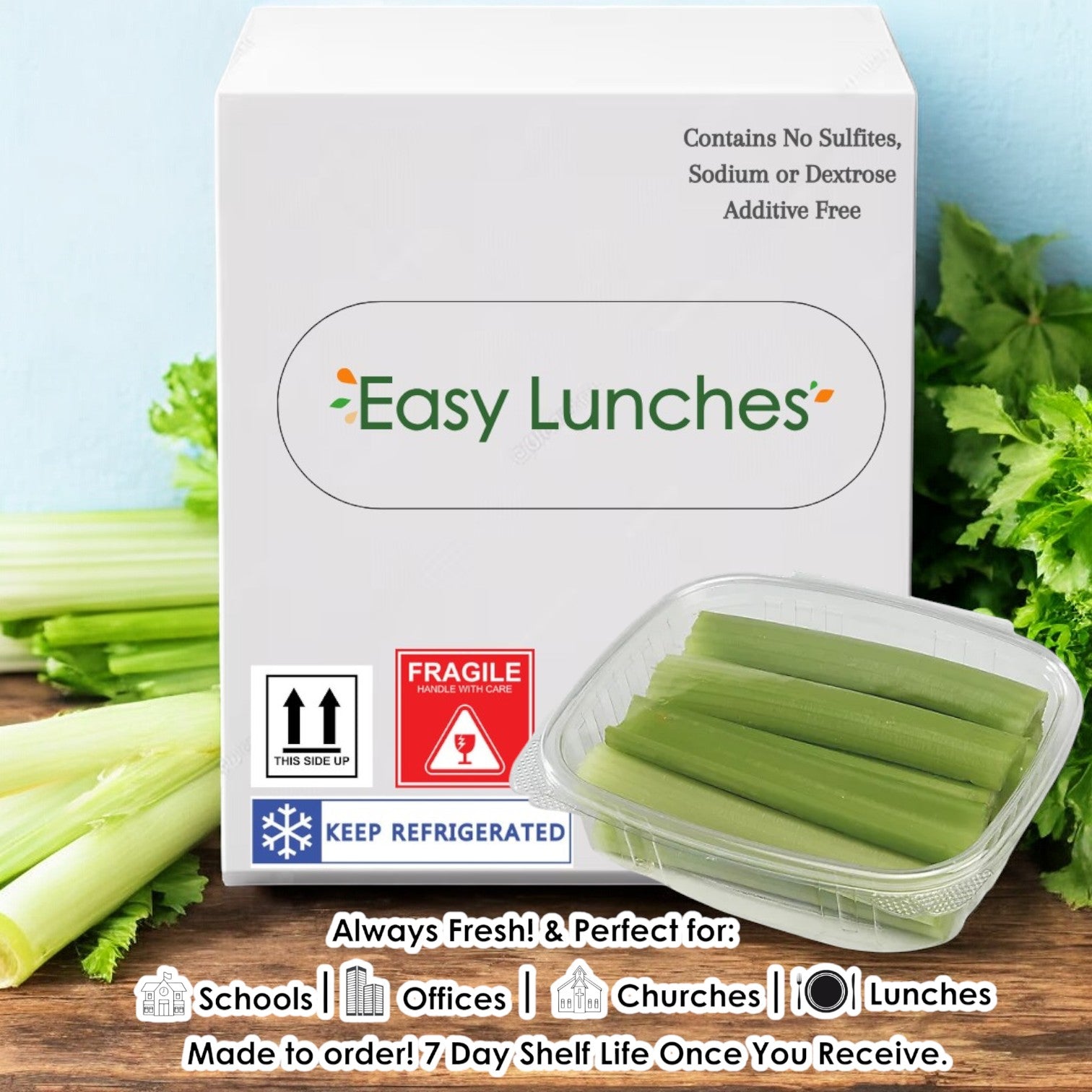 Celery Sticks,  2.5 oz. - 50 Pack - Made to Order! 7 Days Shelf Life When You Receive