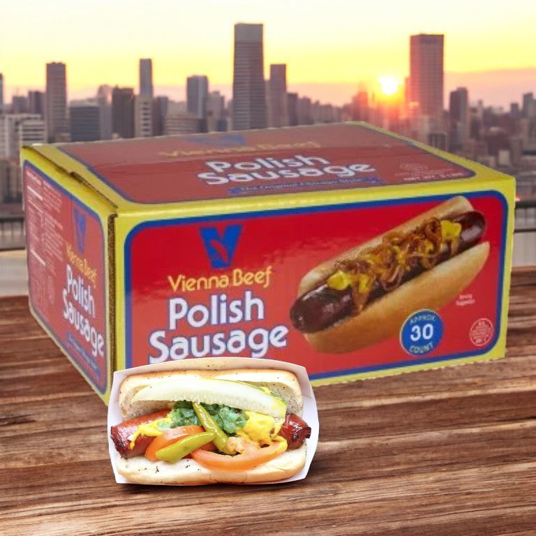 The Chicago Vienna Polish Sausage Kit! 30 Polish Sausages with Condiments and Buns!  Free Shipping!