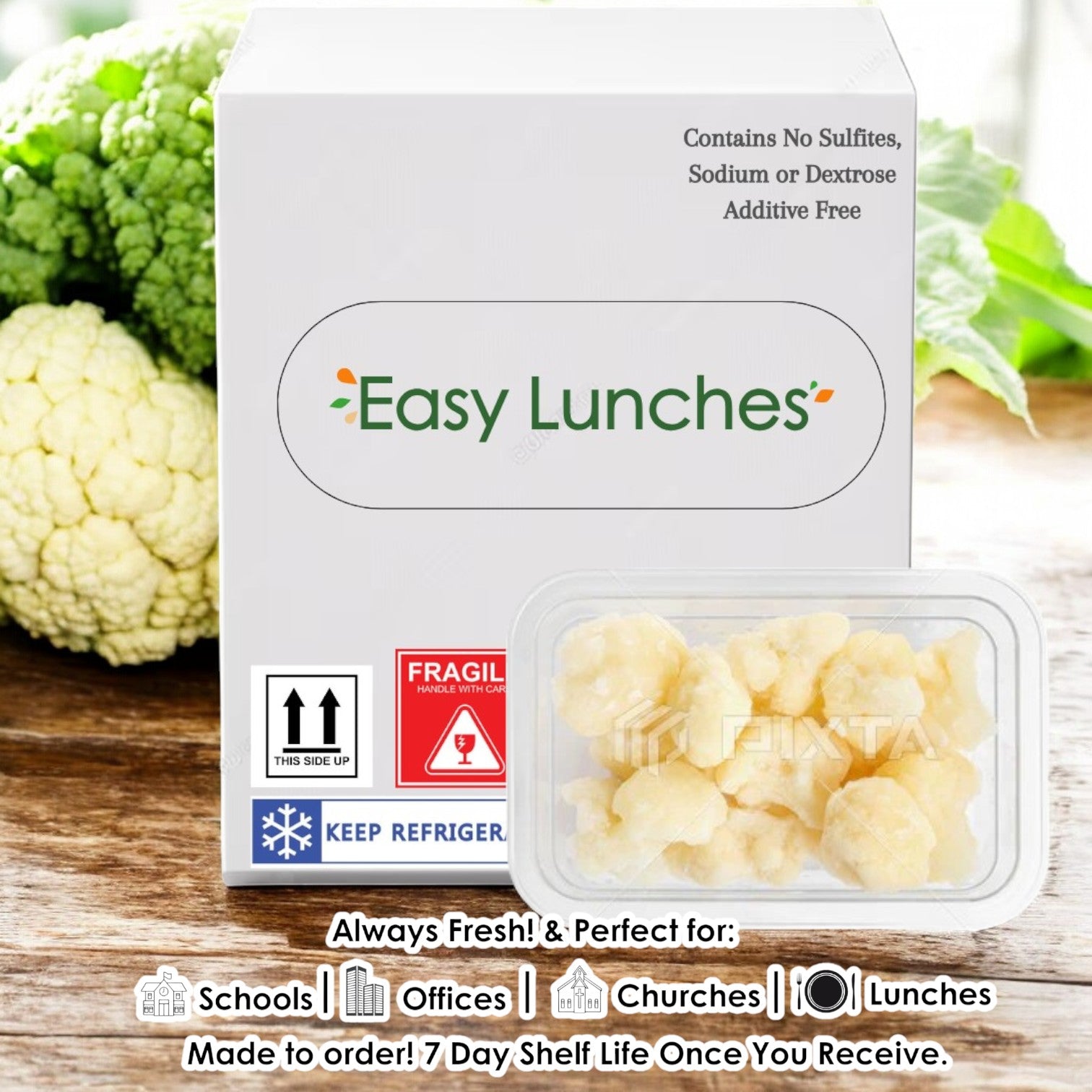 Cauliflower Florets,  2.5 oz. - 100  Pack - Made to Order! 7 Days Shelf Life When You Receive