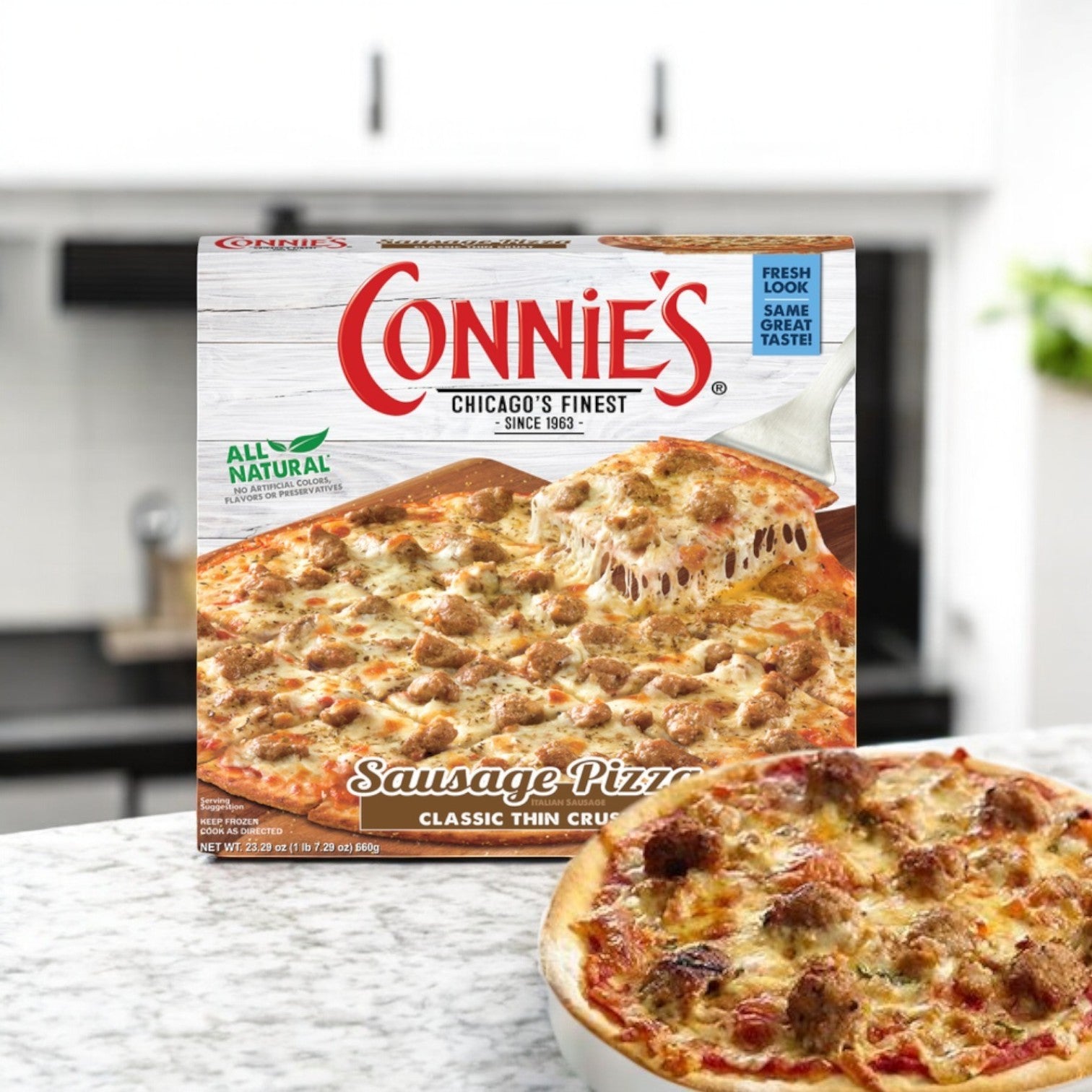 Connie's Pizza Sausage, Classic Thin Crust, 23.29 oz. -1 Pack