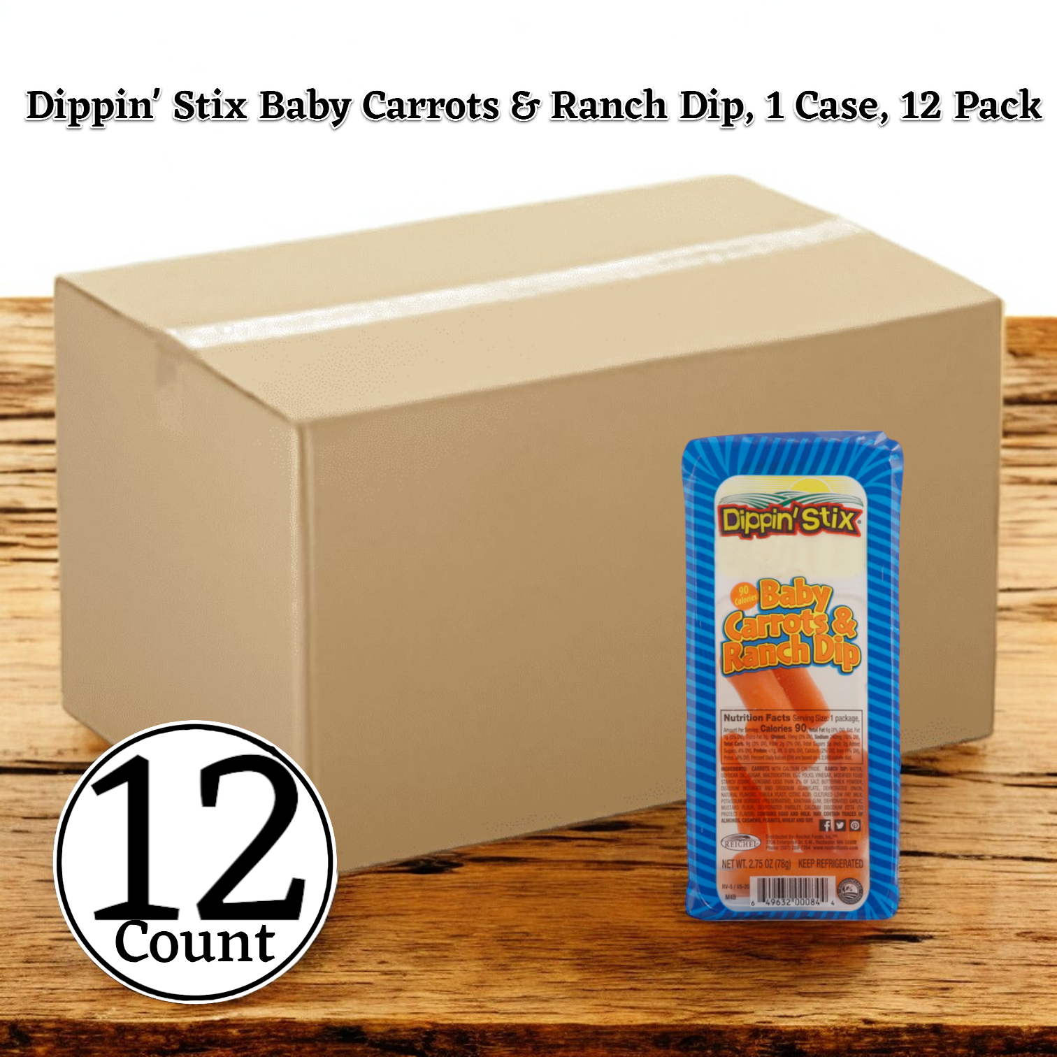 12 Pack Baby Carrots & Ranch Dip Dippn' Stix!