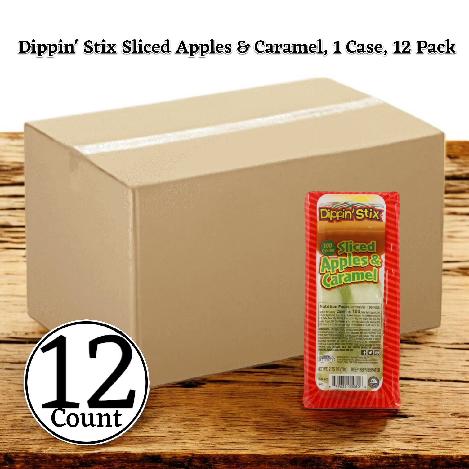 Dippin' Stix - 12 Sliced Apples & Caramel - 12 Total Packs