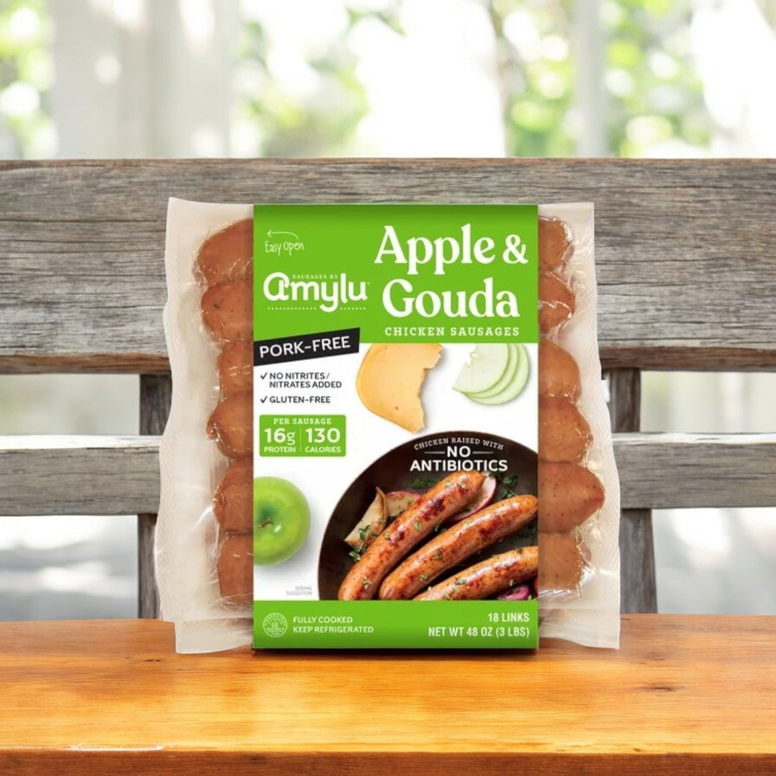 Amylu Apple & Gouda Cheese Chicken Sausage-3Ibs- 1 Count