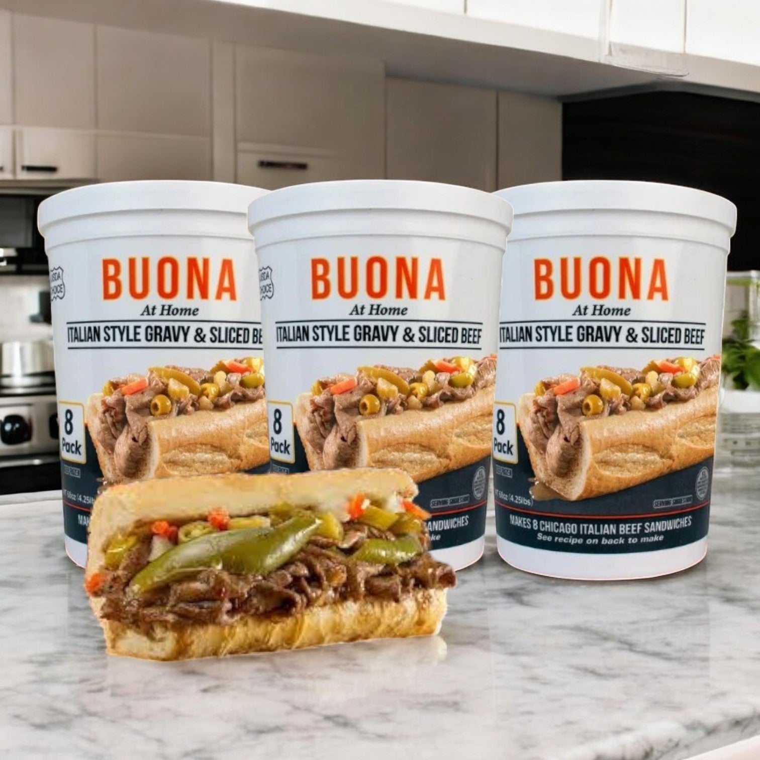 Buona Italian Sliced Gravy & Italian Beef- 3 Count- Free Shipping!