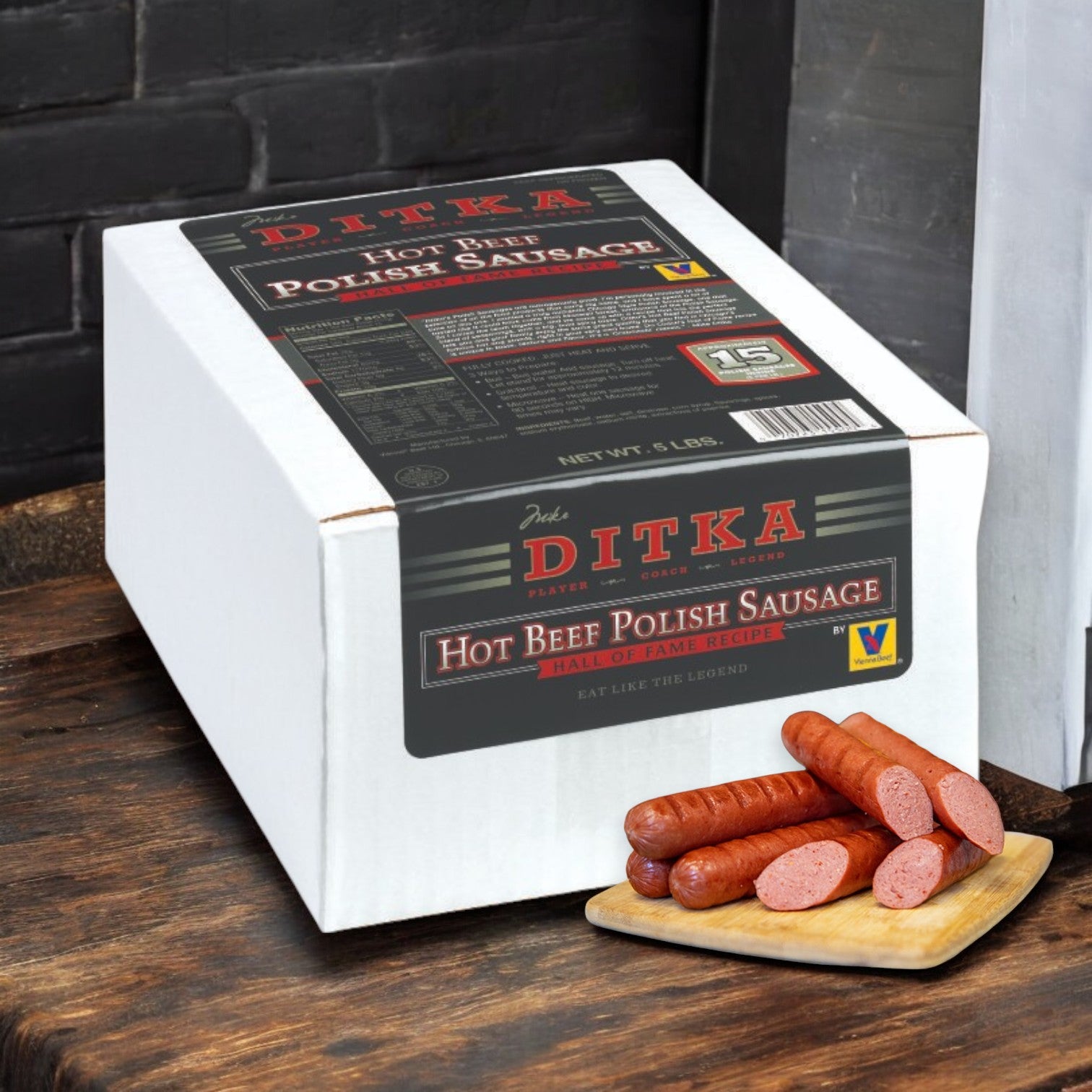 Vienna Beef Polish Sausage 3.2 oz 6" Link Skinless Smoked Cooked Beef Kielbasa, 2 Bags of 5 lbs