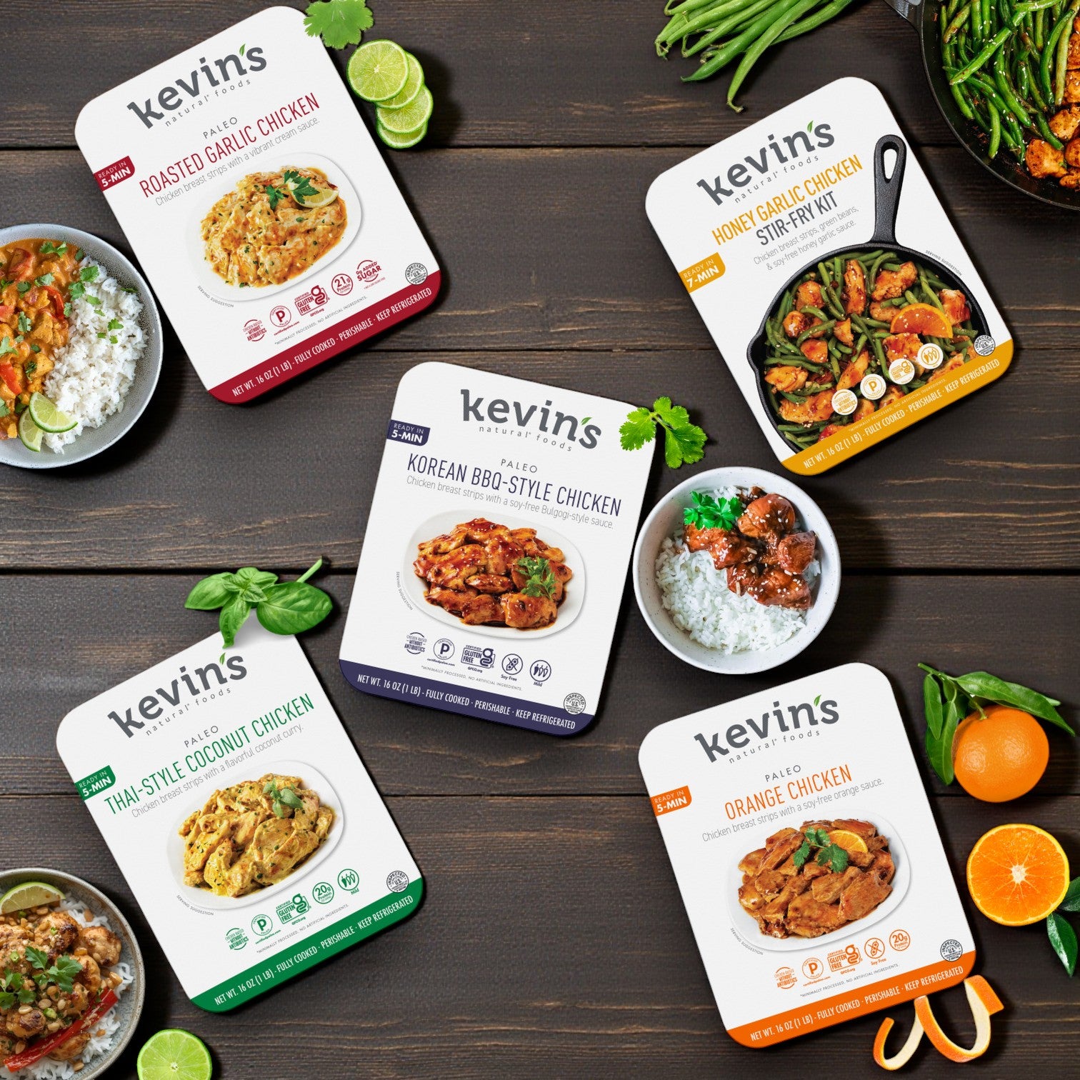 Kevin’s Natural Foods Chicken Variety Combo – 5 Pack, 16 oz Each