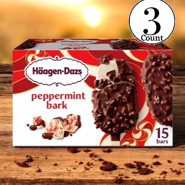 Haagen Dazs Peppermint Bark Ice Cream Bars, 3 oz, 15-count, 3 Cases