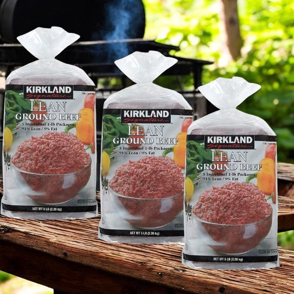 Kirkland Signature Lean Ground Beef-5 Pounds Per Pack- 15 Total Pounds!
