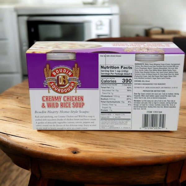 Boudin Creamy Chicken & Wild Rice Soup, 24 oz, 2-count-3 Packs