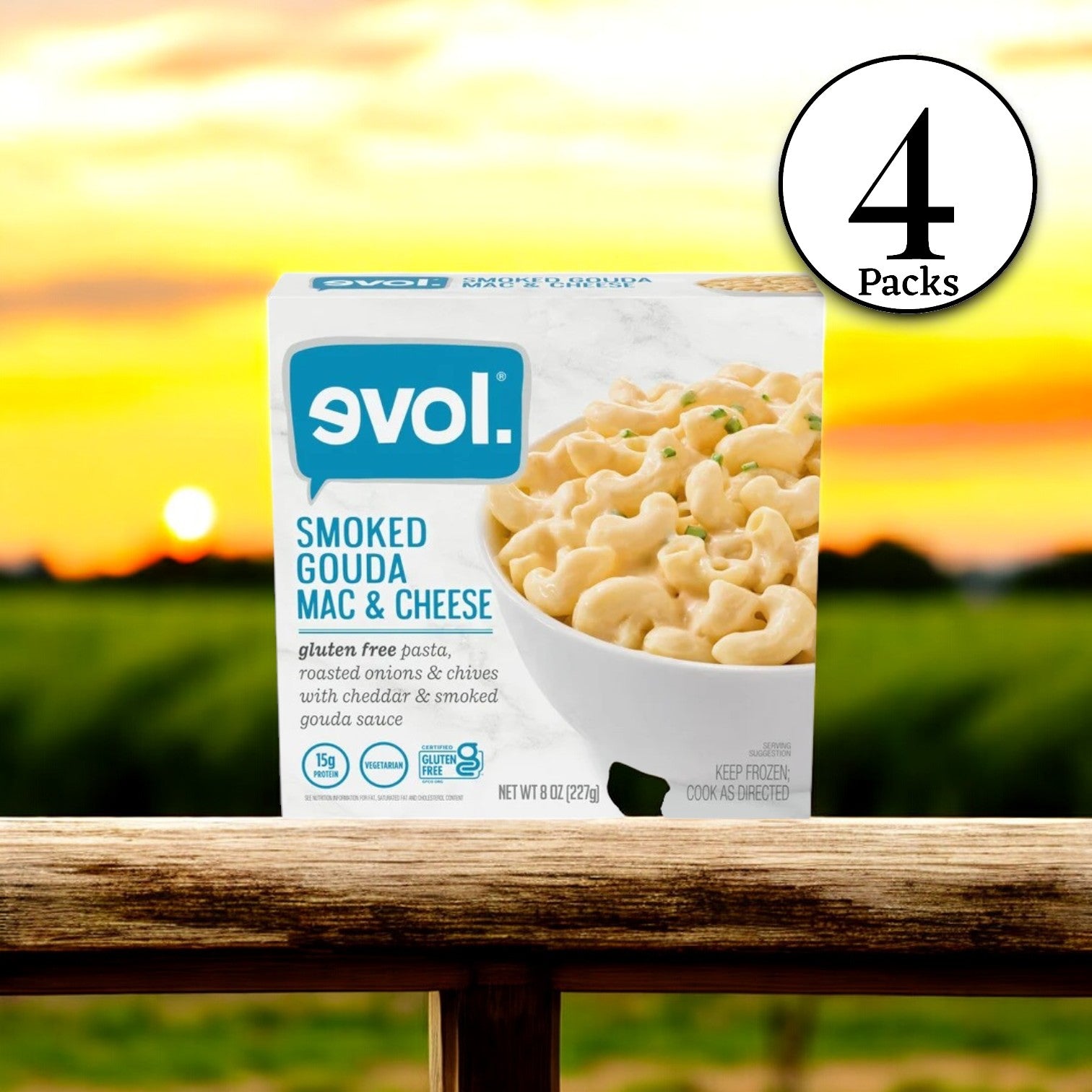 Evol Gluten Free Smoked Gouda Mac and Cheese, Frozen Meal, 8 oz. -4 Count