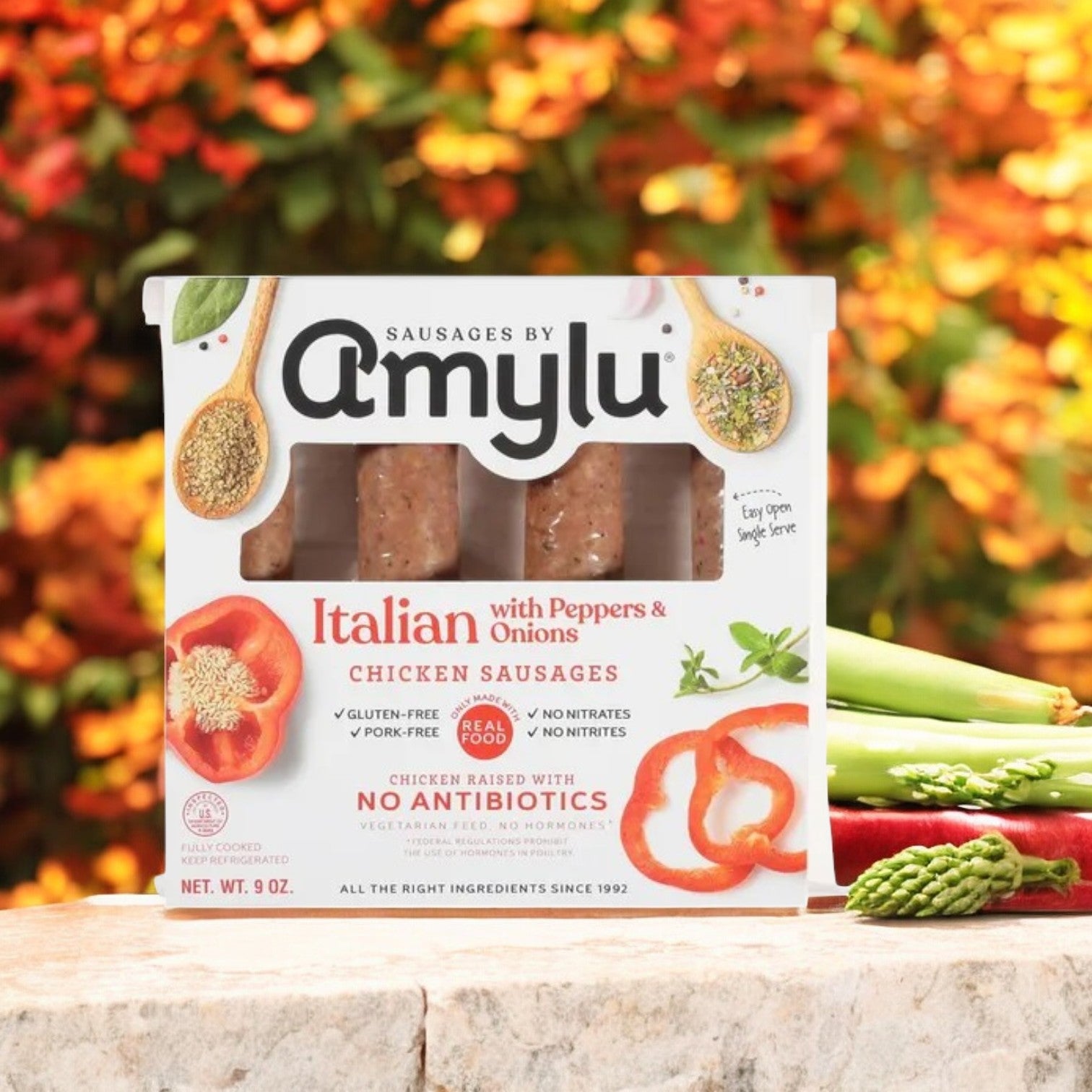 Amylu Italian Chicken Sausage With Peppers & Onions - 1 Count