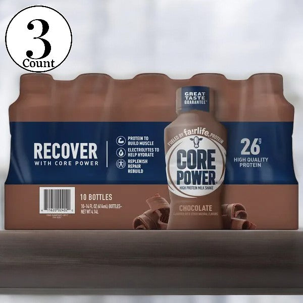 Core Power Protein Shake, Chocolate- 10 Pack- 3 Cases