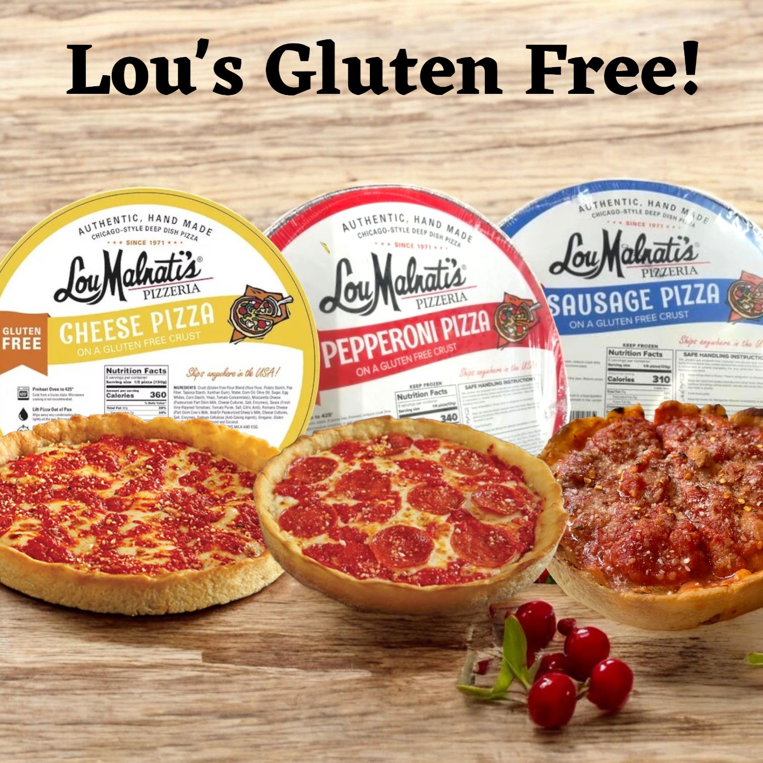 Lou Malnati's - Gluten Free Crust Combo Pack- 3 Total Pizza's!