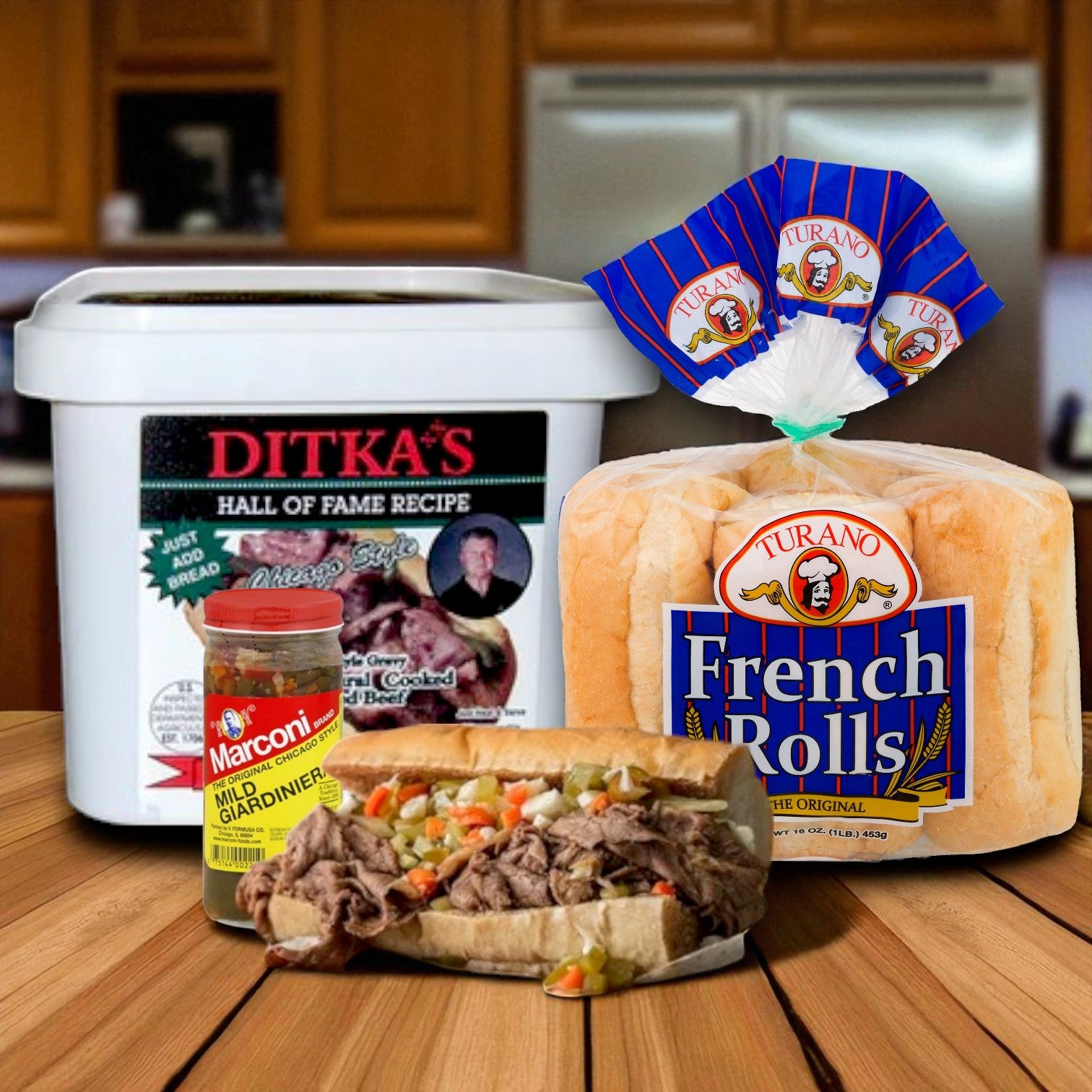 Chicago Favorites Combo Kit – Ditka’s Italian Beef, Maxwell St. Polish & Marconi Giardiniera