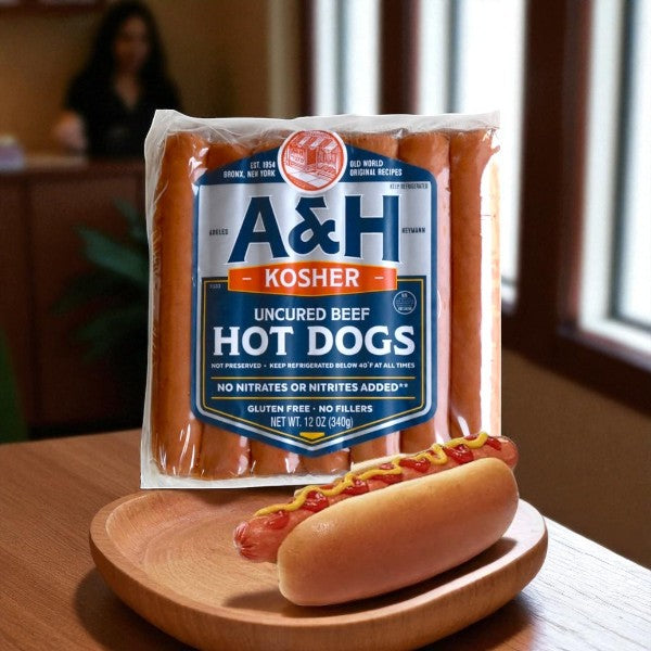 12 oz. Pack of A & H All Beef Kosher Hot Dogs