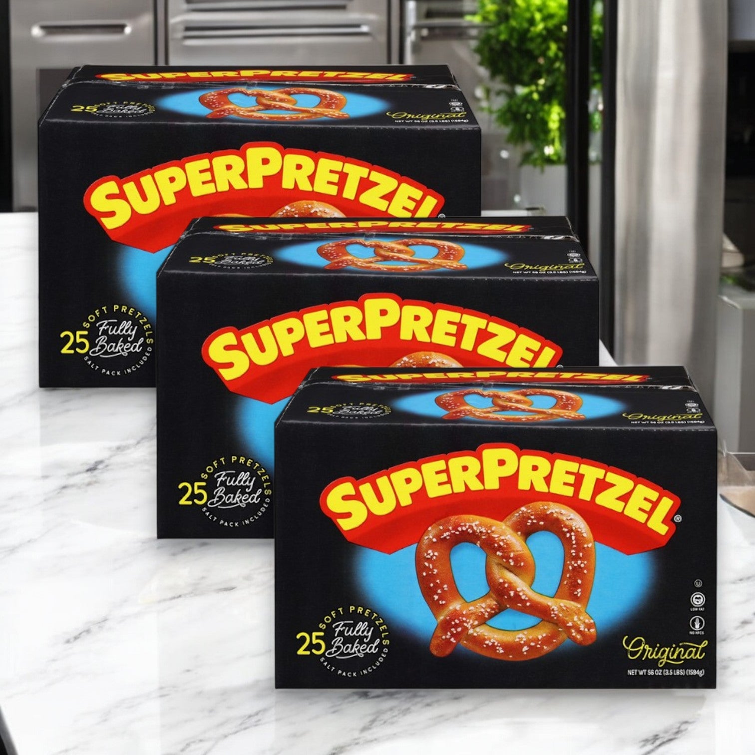 SUPERPRETZEL Original Soft Pretzels – 3 Boxes of 25 Count (75 Total Pretzels)