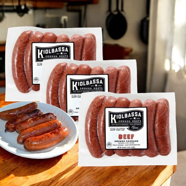 Kiolbassa Provision Co Beef Smoked Sausage- 3 Count