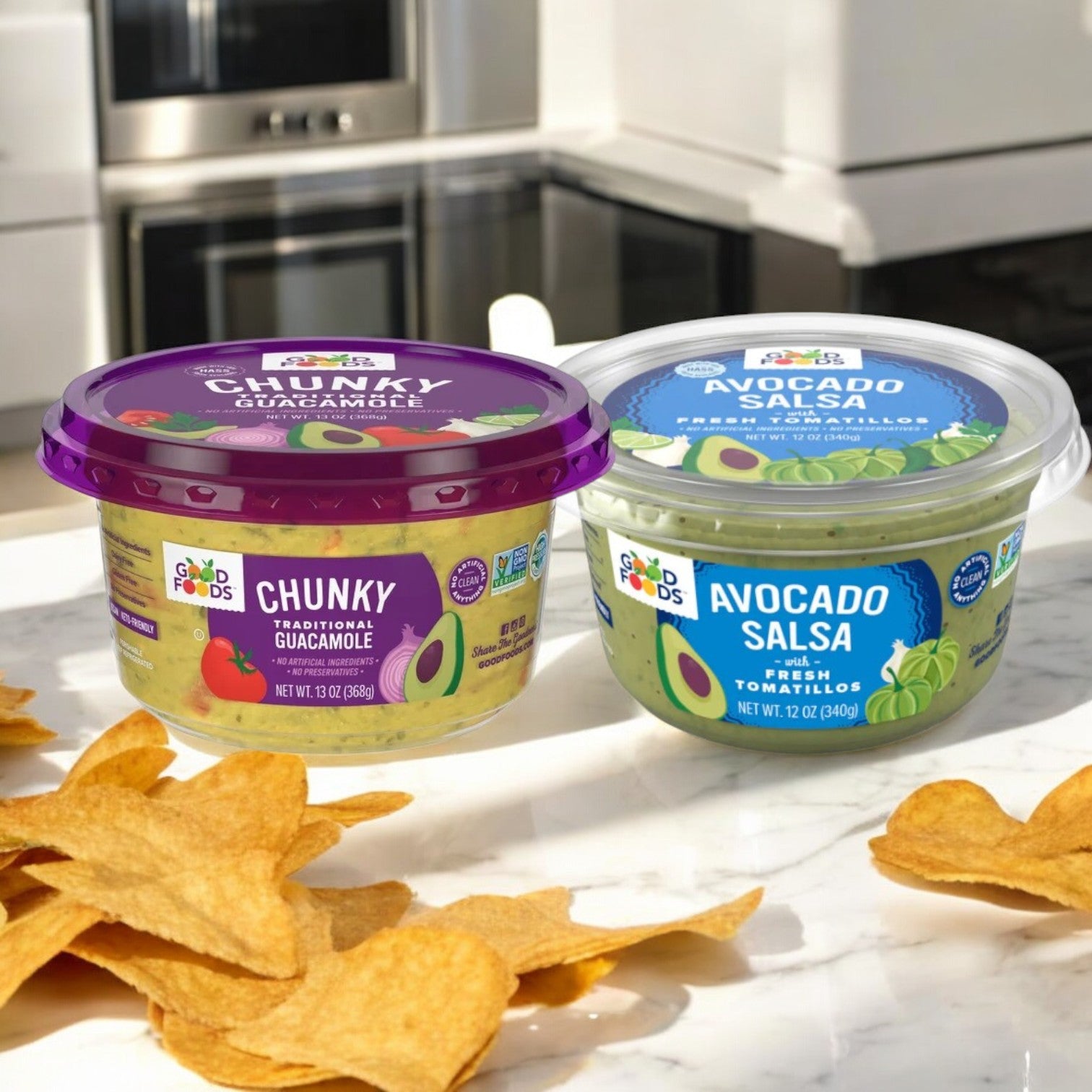 Good Foods Avocado Salsa And Good Foods Chunky Traditional Guacamole, 13 oz- Perfect For Parties!!