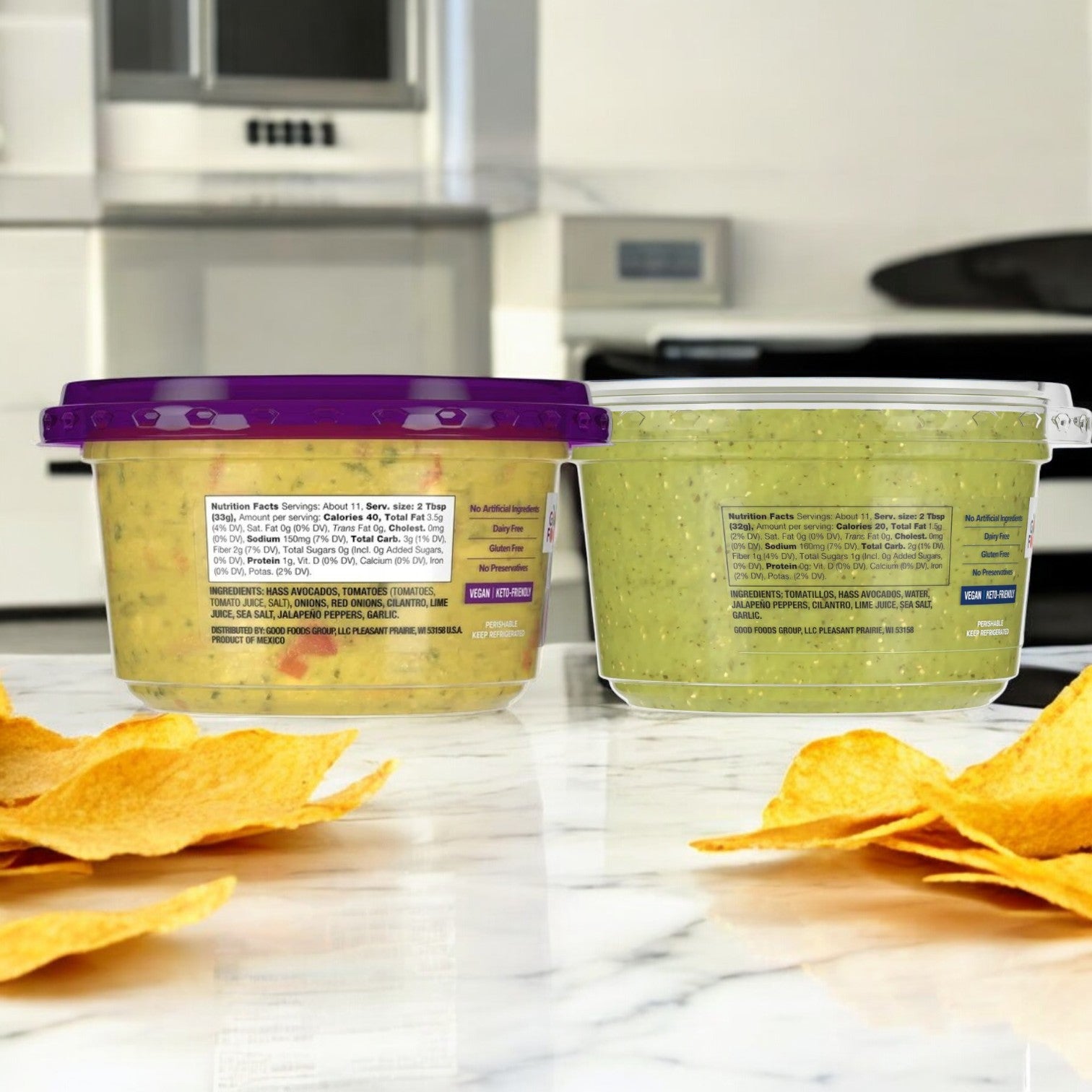 Good Foods Avocado Salsa And Good Foods Chunky Traditional Guacamole, 13 oz- Perfect For Parties!!