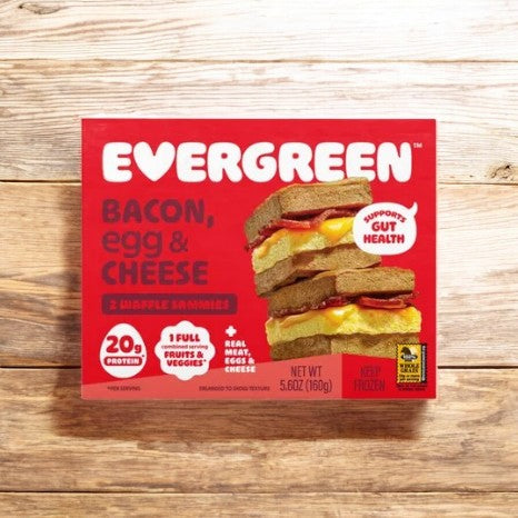 Evergreen Bacon, Egg, & Cheese, Frozen, Waffle Breakfast Sandwich- 1 Count