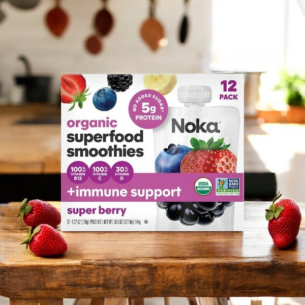 Noka Organic Super Berry Smoothies, 12-count- 1 Pack