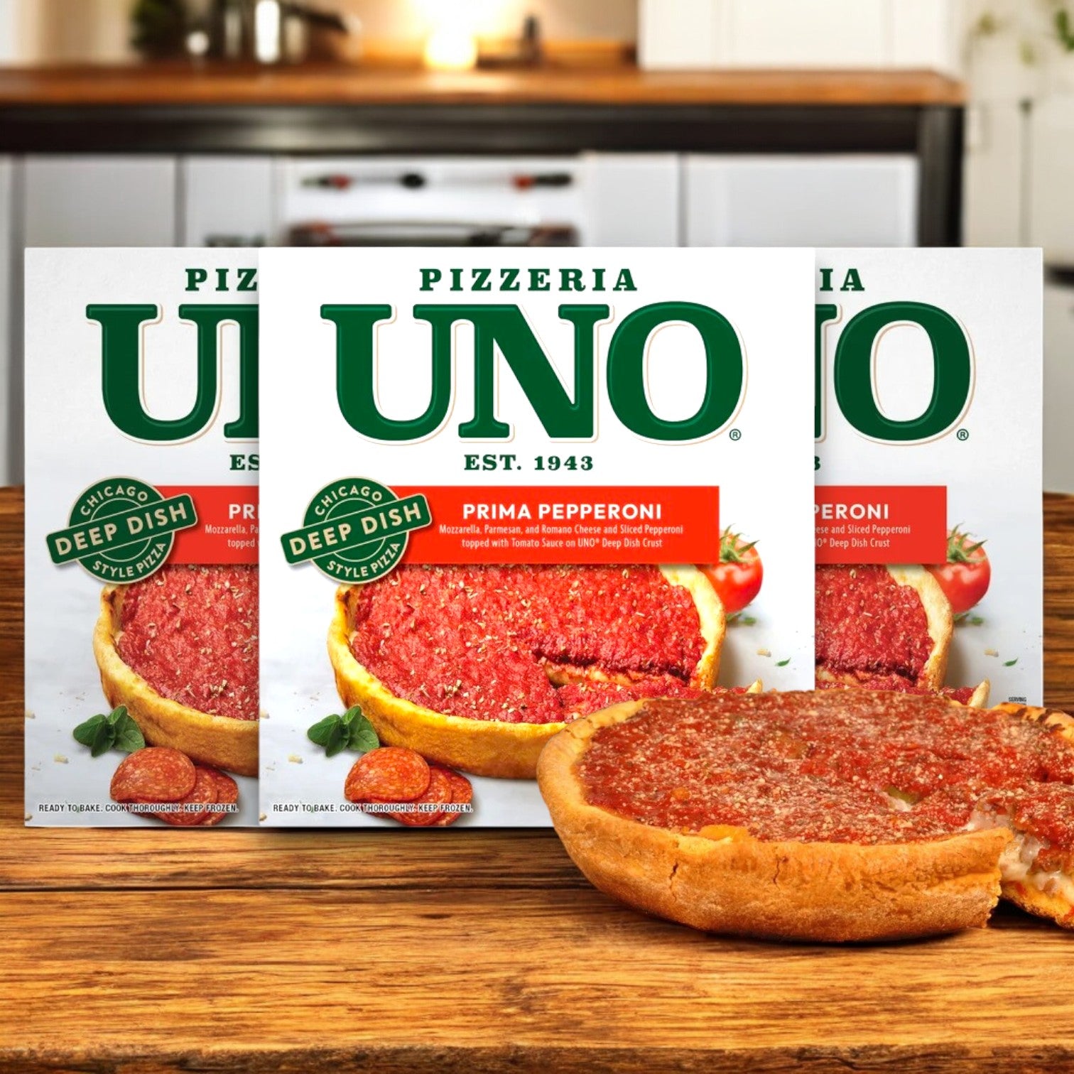 Pizzeria Uno 9in Chicago Style Deep Dish Prima Pepperoni Pizza, Tomato Sauce, 27.3 oz. - 3 Boxes