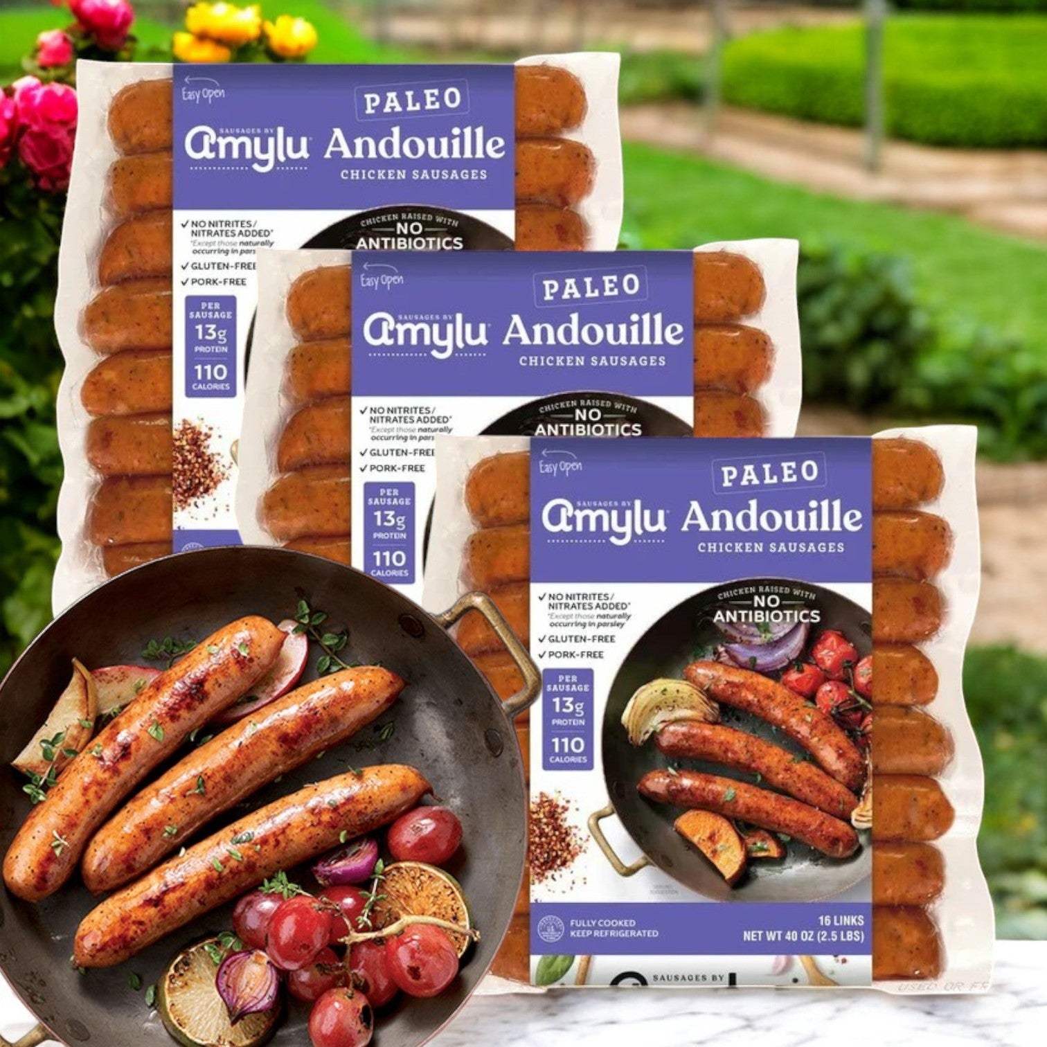 Amylu Paleo Andouille Sausage, 16 Count - 3 Packs