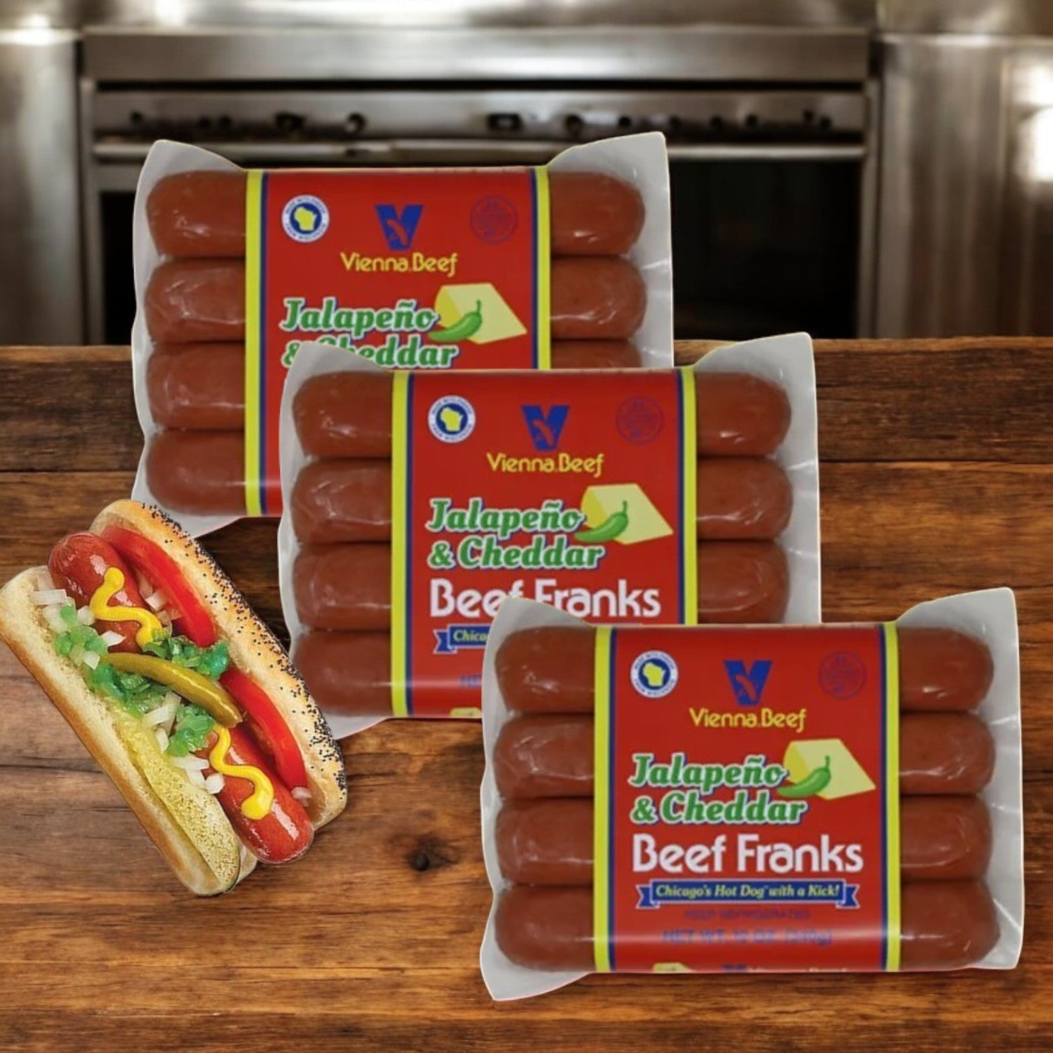 Vienna Beef Jalapeno & Cheddar Beef Franks- 3 Count