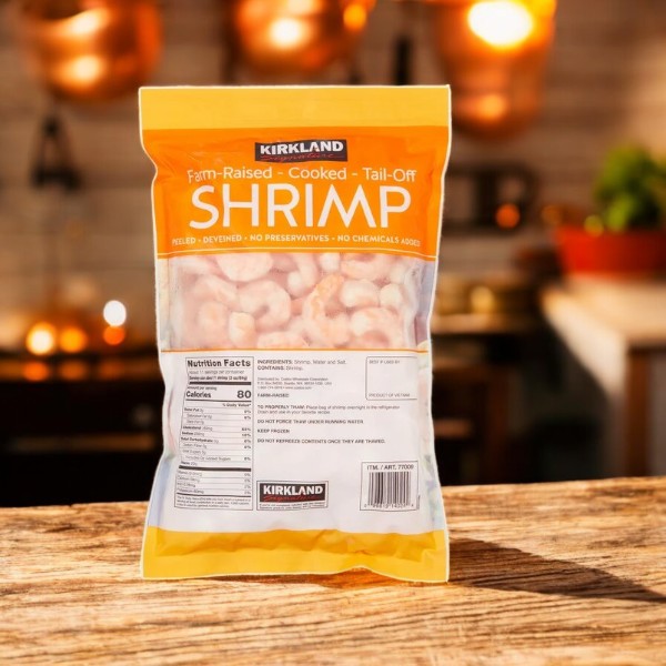 Kirkland Signature Farm-Raised Cooked Shrimp, Peeled, Deveined, 50-70-count, 2 lbs- 1 Bag