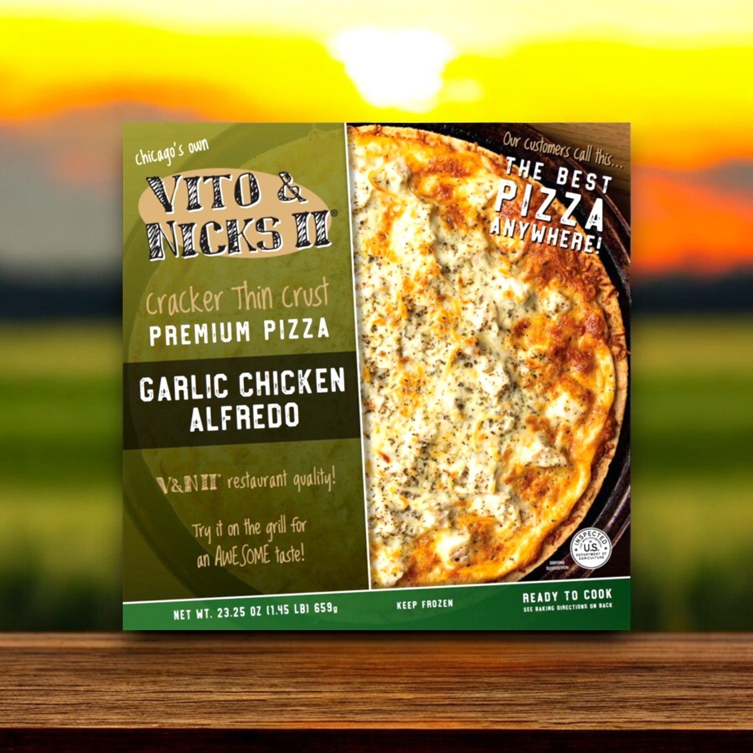 Vito & Nick's II Cracker Thin Crust Garlic Chicken Alfredo Pizza, 23.25 oz.- 3 Count