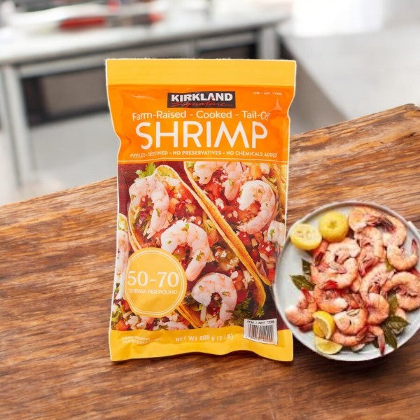 Kirkland Signature Farm-Raised Cooked Shrimp, Peeled, Deveined, 50-70-count, 2 lbs- 1 Bag