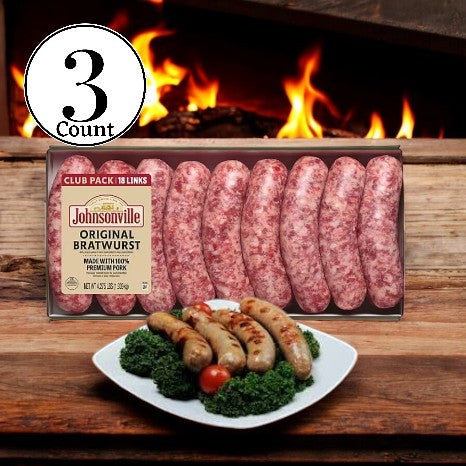 Johnsonville Brats Original Pork Bratwurst Links-3 Cases