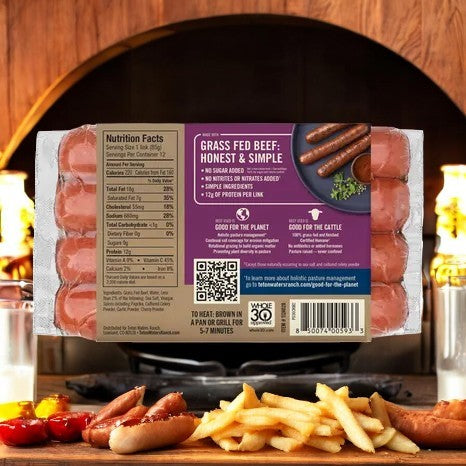 A package of Teton Waters Ranch Polish Sausage - 3 Count, seasoned with authentic spices, is displayed beside a plate featuring fries and a hot dog, emphasizing its nutritional facts and benefits. Relish the authentic taste with no artificial additives for a wholesome meal experience.