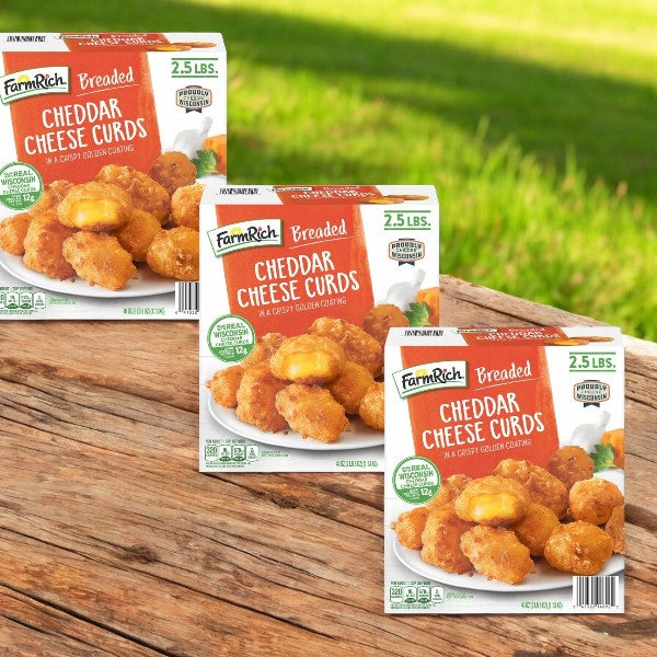 Farm Rich Breaded Cheddar Cheese Curds, 2.5 lbs- 3 Count