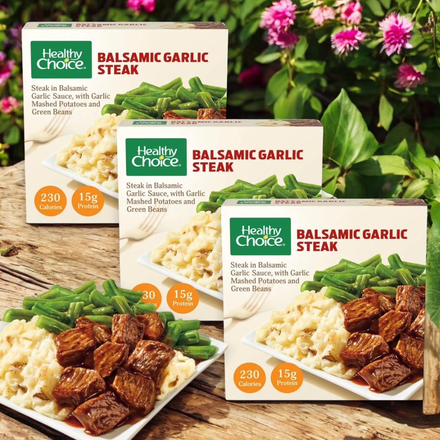 Healthy Choice Balsamic Garlic Steak, Frozen Meal – 11 oz- 3 Count