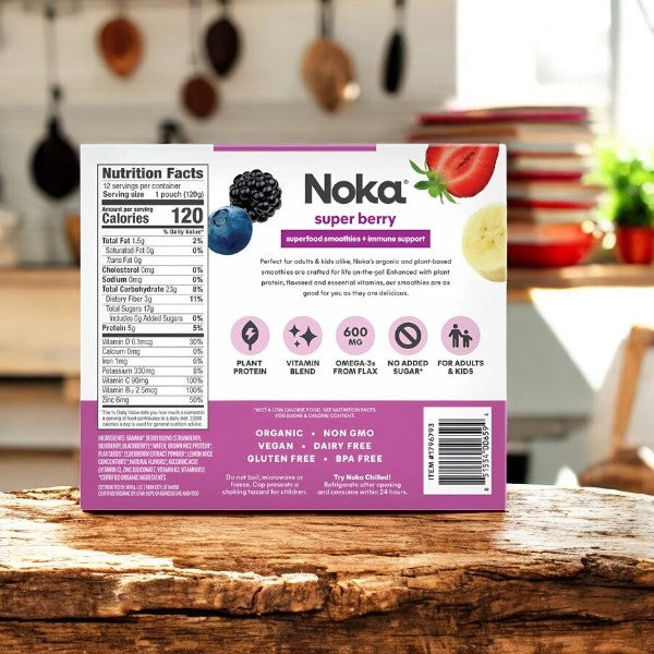 Noka Organic Super Berry Smoothies, 12-count- 3 Packs