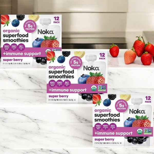 Noka Organic Super Berry Smoothies, 12-count- 3 Packs